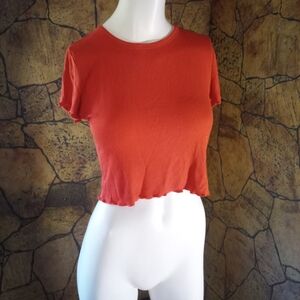 American Dream Rust Short Sleeve Crop Top